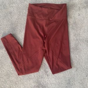 Maroon high waisted workout or athleisure soft leggings